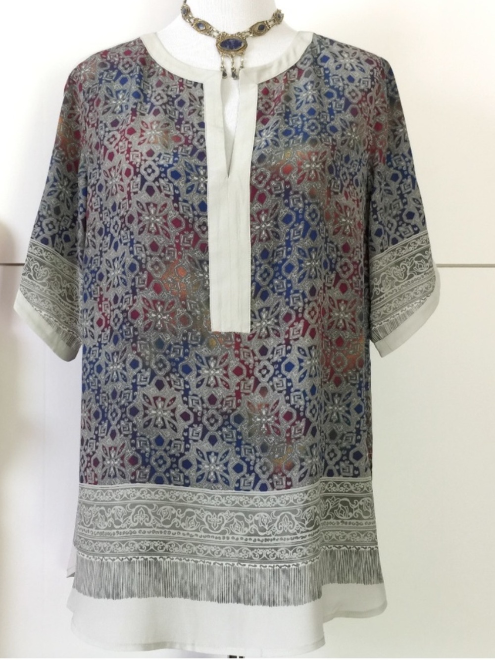 John Mark Silk Tunic Top Sz S